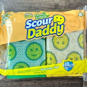 Rare! Scrub Daddy Scour Daddy 4-Pack Lemon Lime Citrus Scent ArmorTec Mesh Pads